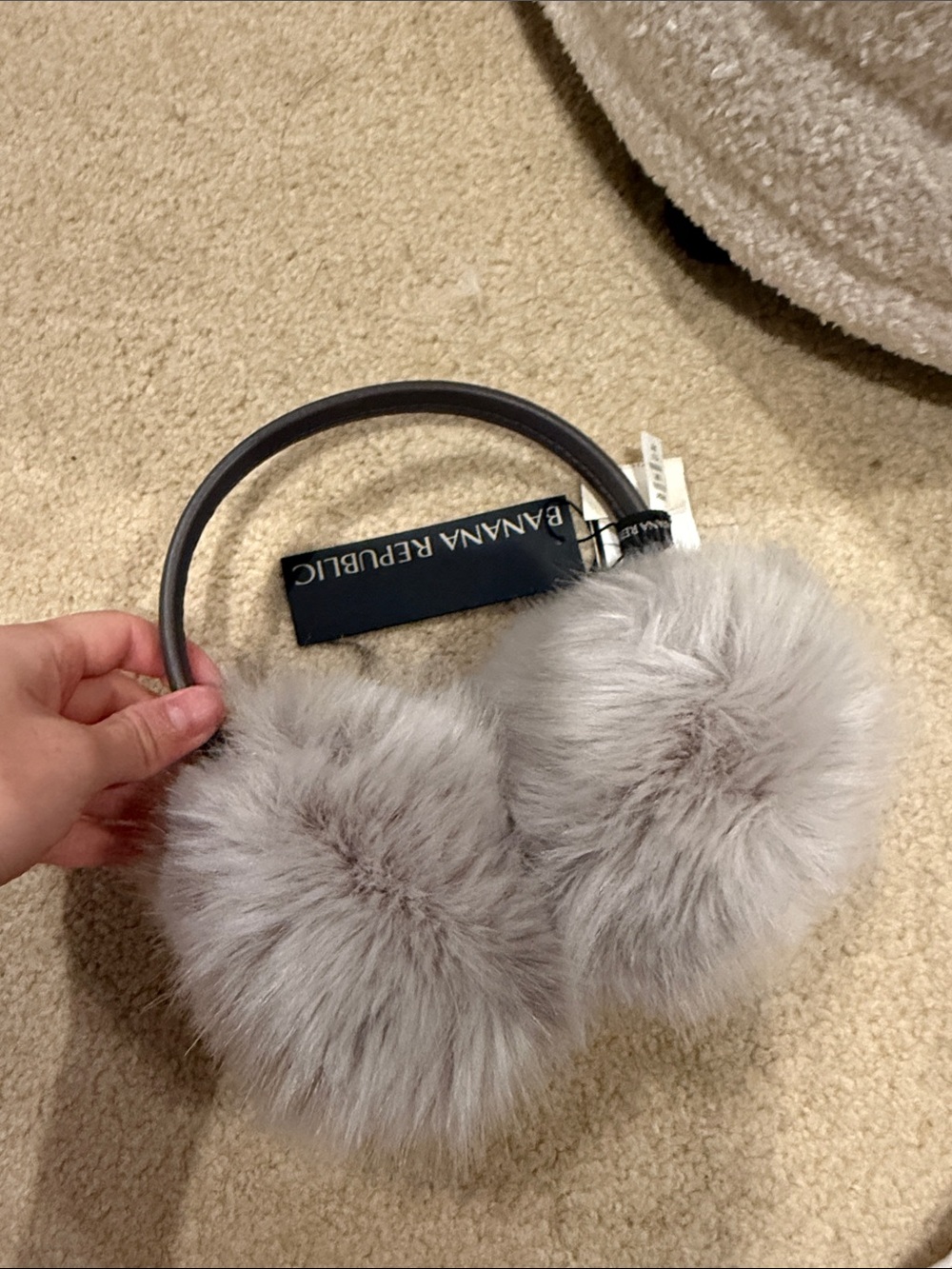 Banana Republic Light Gray Faux Fur Earmuffs HEADPHONES